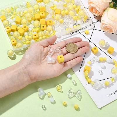 250Pcs 15 Style Yellow Acrylic Beads Set OACR-CJ0001-70-1