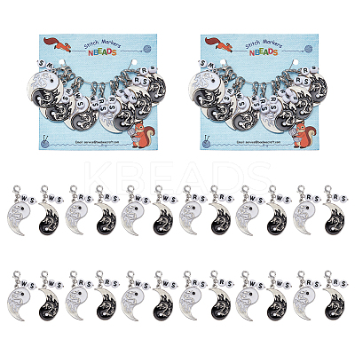 Alloy Enamel Yin Yang with Dragon Pendant Locking Stitch Markers HJEW-AB00088-1