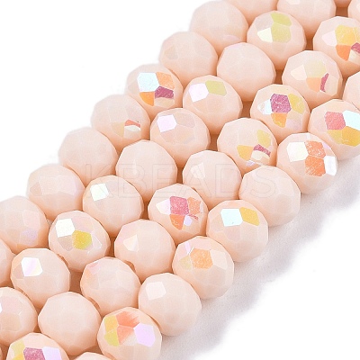 Electroplate Opaque Solid Color Glass Beads Strands EGLA-A044-P6mm-L05-1