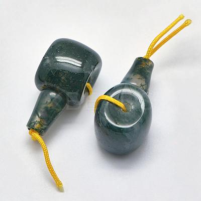Natural Moss Agate 3 Hole Guru Beads G-K208-02-A-26-1