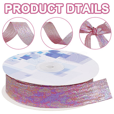 20 Yards Iridescent Polyester Ruffled Ribbon for Sewing Decoration OCOR-WH20007-14B-1