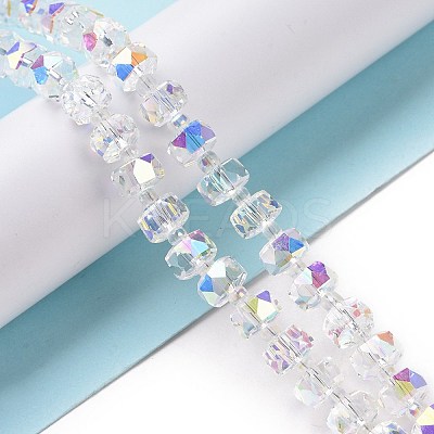 Electroplate Transparent Glass Beads Strands X-EGLA-H101-03A-1