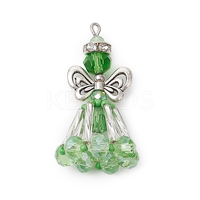 Handmade Glass Seed Beaded Angel Pendants PALLOY-MZ00497-1