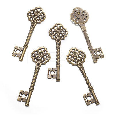 Key Tibetan Style Pendant Rhinestone Settings TIBEB-A101291-AB-LF-1
