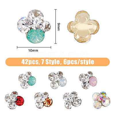 42Pcs 7 Colors Alloy Rhinestone Cabochons MRMJ-HY0001-01-1