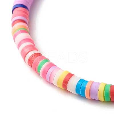 Handmade Polymer Clay Heishi Beads Stretch Bracelet BJEW-JB07351-1
