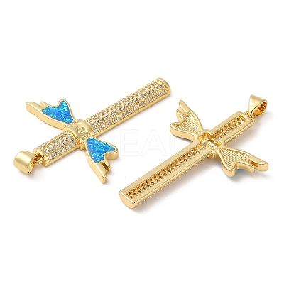 Rack Plating Brass Micro Pave Cubic Zirconia Pendants KK-P268-17L-G-1