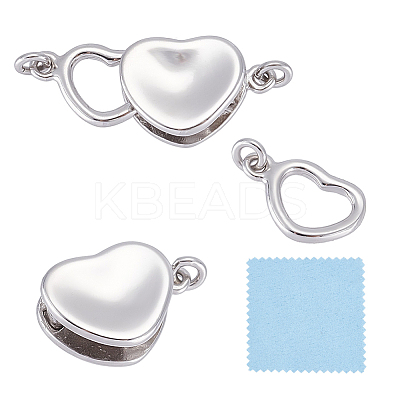 1Pc Sterling Silver Haart Box Clasps STER-GO0001-70B-1