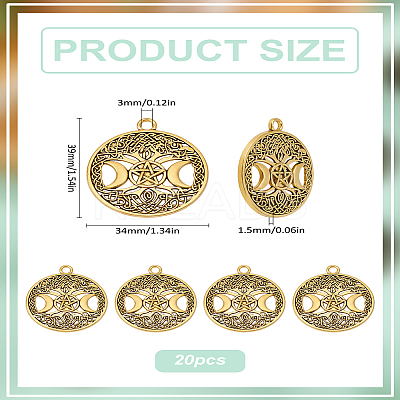 20Pcs Tibetan Style Hollow Alloy Pendants FIND-LP0001-93AG-1