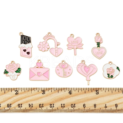36Pcs 9 Styles Valentine's Day Theme Alloy Enamel Pendants ENAM-FS0002-52-1