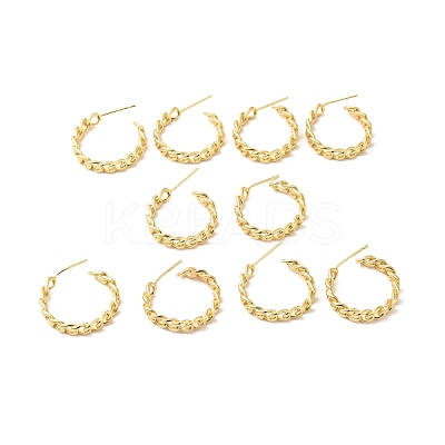 Brass Curb Chains Shape Stud Earrings EJEW-G312-09G-1