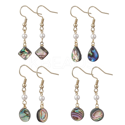 Natural Paua Shell Dangle Earrings EJEW-JE06962-1