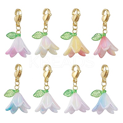 Acrylic Morning Glory Pendant Decorations HJEW-JM02861-1