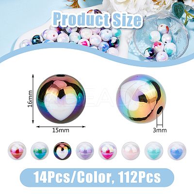 112PCS 8Colors UV Plating Rainbow Iridescent Acrylic Beads OACR-DC0001-21-1