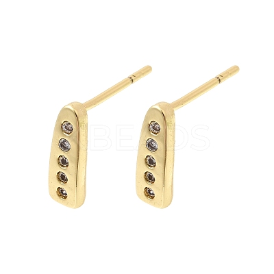 Teardrop Brass Micro Pave Clear Cubic Zirconia Stud Earrings LS-EJEW-H180-26G-1