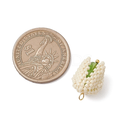 MIYUKI Glass Seed Beaded Pistachio Pendants PALLOY-MZ01213-1