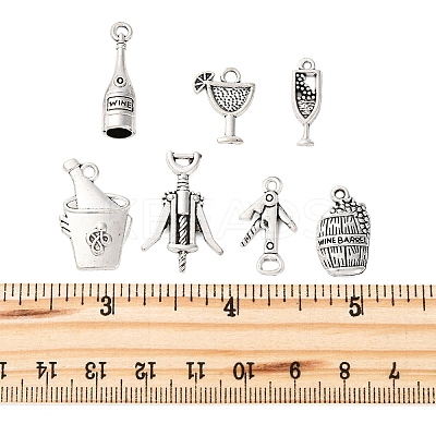 35Pcs 7 Styles Wine Theme Tibetan Style Alloy Pendants TIBE-FP0001-10-1