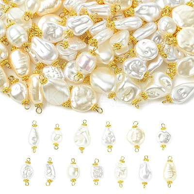 65Pcs 13 Styles ABS Plastic Imitation Pearl Connector Charms PALLOY-CJ00168-1
