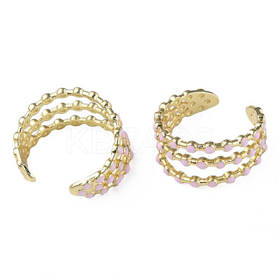 Enamel Triple Line Open Cuff Ring RJEW-N035-124C-1