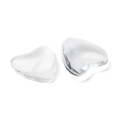 Transparent Glass Heart Cabochons GGLA-R021-30mm-1