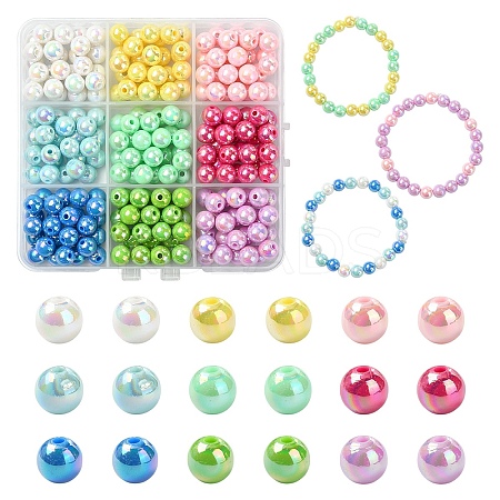 243Pcs 9 Colors Opaque Acrylic Beads MACR-YW0003-69-1