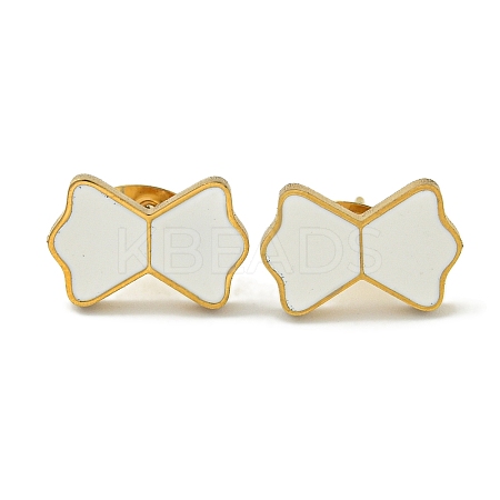 Ion Plating(IP) Bowknot 304 Stainless Steel Stud Earrings EJEW-G400-44G-1