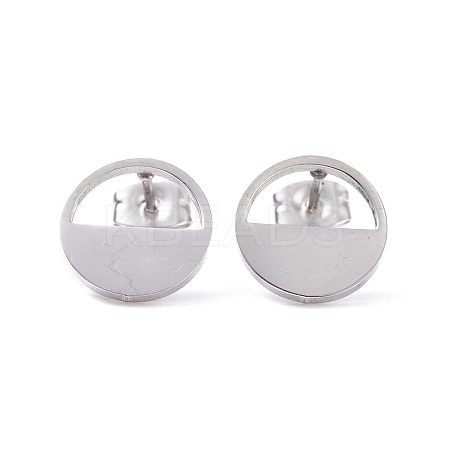 Non-Tarnish Half Round Hollow 304 Stainless Steel Stud Earrings for Women EJEW-Z017-01P-1