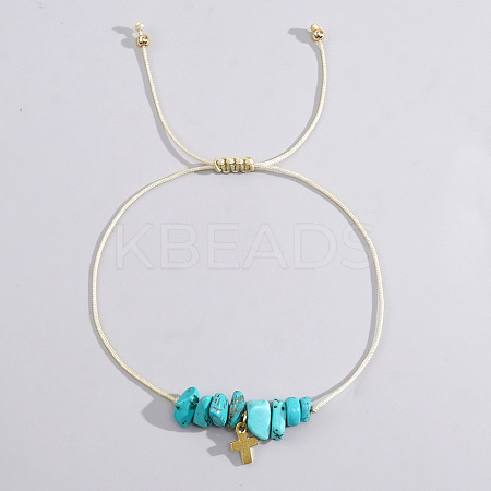 Bohemian Style Cross Synthetic Turquoisee Braided Beaded Bracelets for Women XK2373-8-1