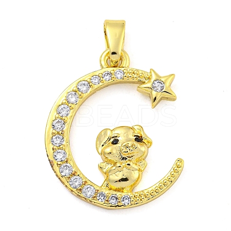 Brass Micro Pave Clear Cubic Zirconia Pendants FIND-Z044-03J-1