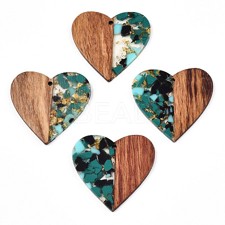 Transparent Resin & Walnut Wood Pendants RESI-TAC0017-73-A02-1