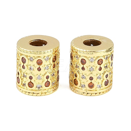 Brass Micro Pave Cubic Zirconia European Beads KK-D109-09B-G-1