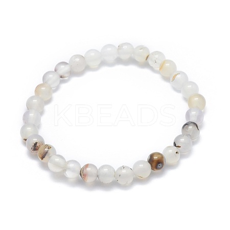 Natural Agate Bead Stretch Bracelets X-BJEW-K212-A-004-1
