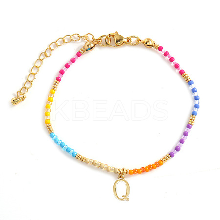 Brass Letter Charm Bracelets FM8278-17-1