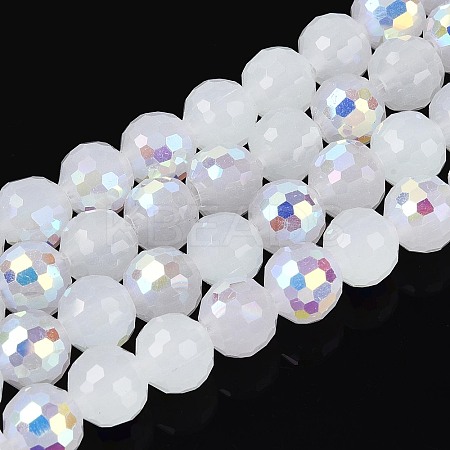 Electroplate Imitation Jade Glass Beads Strands EGLA-N024-01A-B01-1