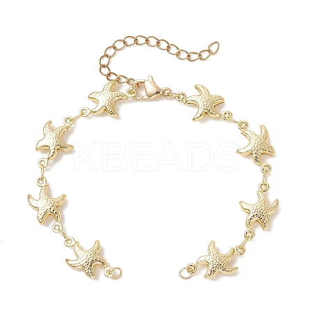 Ocean 304 Stainless Steel Starfish Link Chain Bracelet Making AJEW-JB01552-1
