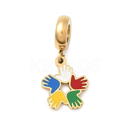 304 Stainless Steel Colorful Enamel European Dangle Charms STAS-D153-01B-G-1