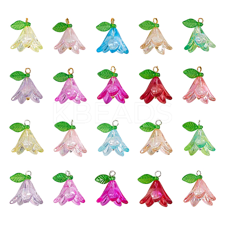 100Pcs 20 Styles Acrylic Pendants PALLOY-HY00073-1