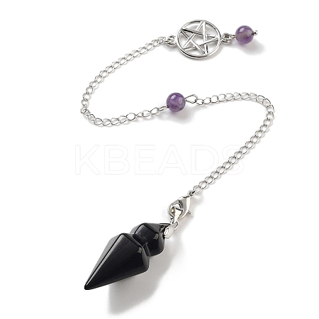 Natural Obsidian Pointed Dowsing Pendulums G-K338-12P-01-1