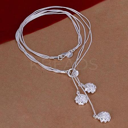 Popular Silver Color Plated Brass 3-strand Snake Chain Necklaces NJEW-BB12689-1