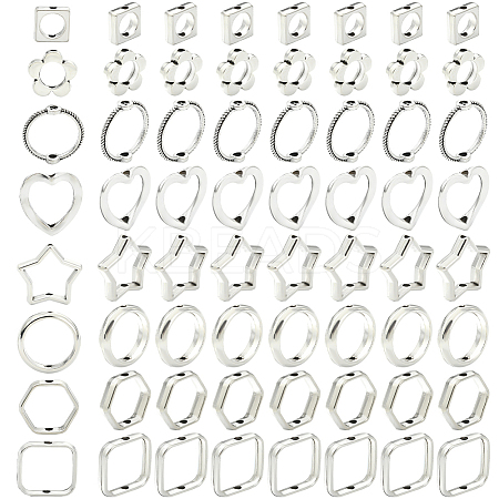 80Pcs 8 Styles Alloy Bead Frame FIND-SP0004-13-1