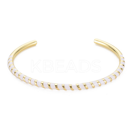 Twisted Brass Enamel Cuff Bangle BJEW-T020-02J-NF-1