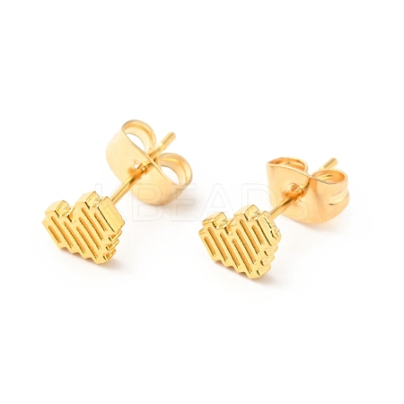 304 Stainless Steel Tiny Heart Stud Earrings with 316 Stainless Steel Pins for Women EJEW-J043-05G-1