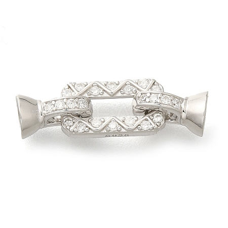 925 Sterling Silver Micro Pave Clear Cubic Zirconia Fold Over Clasps STER-U006-07P-1