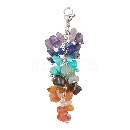 Chakra Natural & Synthetic Mixed Gemstone Chip Beaded Pendant Decorations HJEW-JM01235-02-1