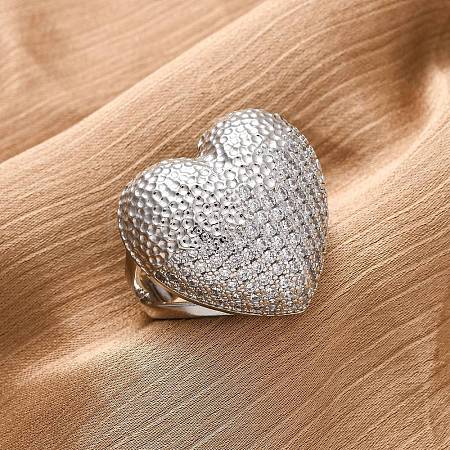 Brass Micro Pave Cubic Zirconia Adjustable Open Cuff Rings for Women RJEW-A072-02P-1