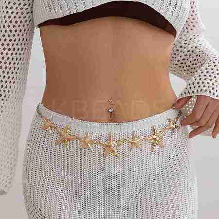 Alloy Starfish Chain Belts for Women NJEW-B120-02-1