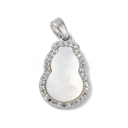 Brass with Shell and Cubic Zirconia Charms KK-Q030-07P-1