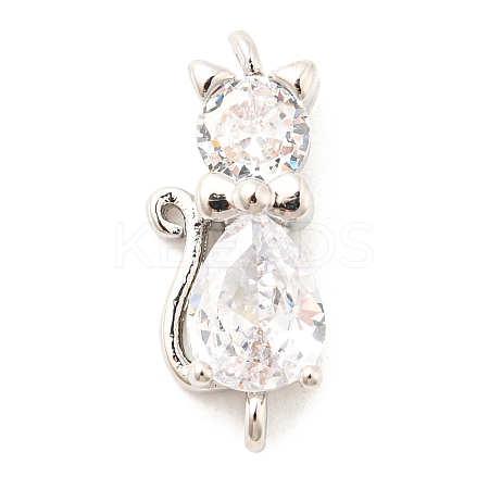 Brass Micro Pave Cubic Zirconia Kitten Links Connectors X1-ZIRC-G157-50P-1