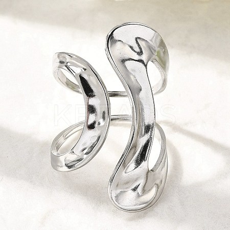304 Stainless Steel Cuff Rings for Women RJEW-A077-01P-1