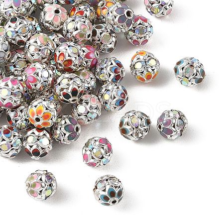 Brass & Alloy & Rhinestone Enamel Beads RB-CBA973B-11A-P-1